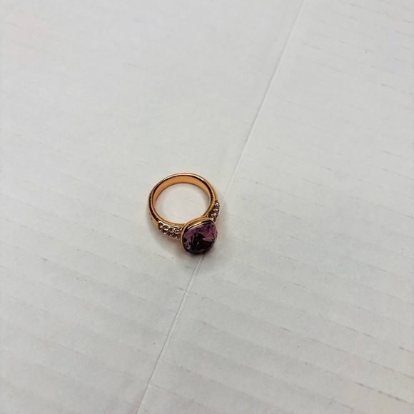 SWAROVSKI Amethyst Crystal Gold Ring Size 6 - Picture 6 of 8